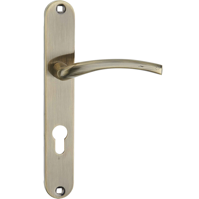 Agra Lux Klamka z Patynowym Wykończeniem na Eleganckim Szyldzie Długim - Do Wewnętrznych Drzwi