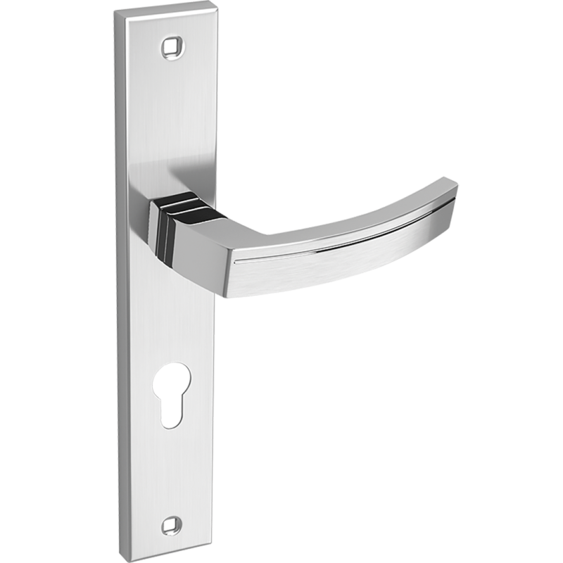 Elegancka Klamka Parva na Satynowym Szyldzie - Aluminium/Stal, Pasuje do Drzwi 38-45mm