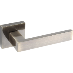 Elegancka klamka QUBIK do drzwi klasycznych, patyna, aluminum, montaż łatwy!