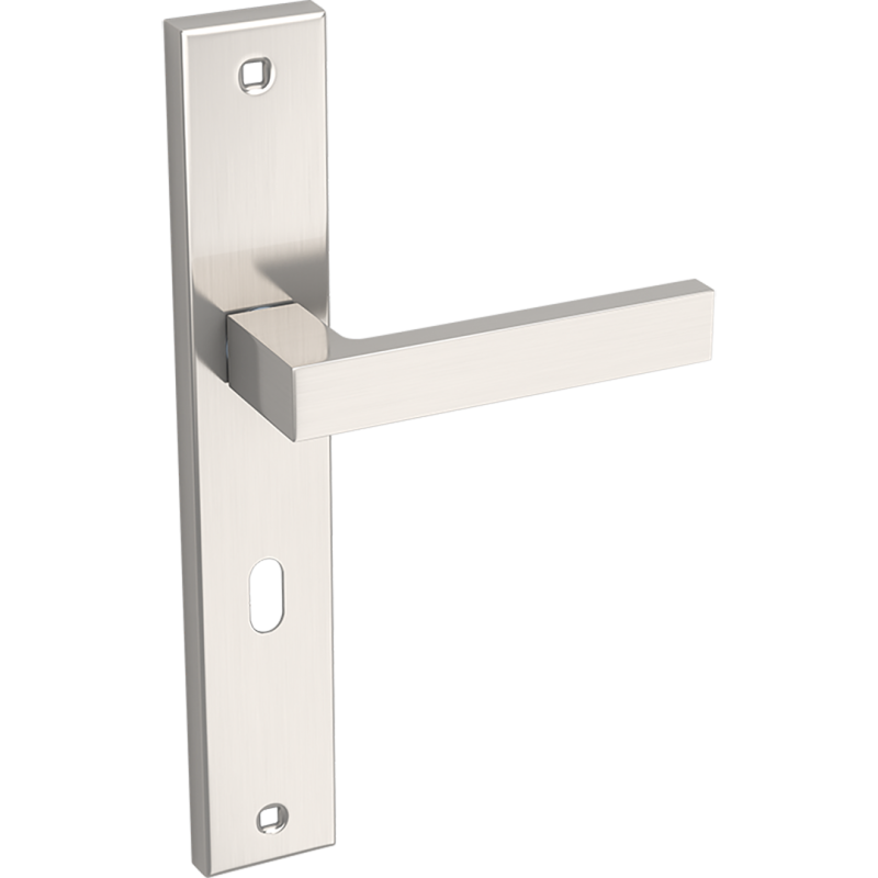 Elegancka klamka Qubik na klucz, satyna, na drzwi 38-45mm