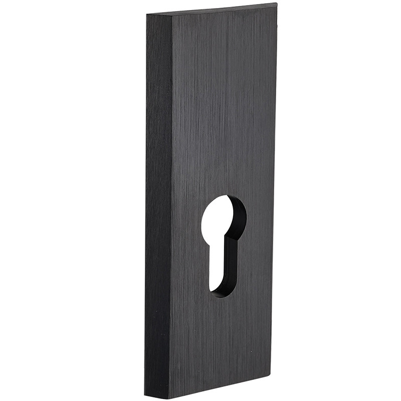 Elegancki czarny szyld z wkładką, do drzwi zewnętrznych 38-70 mm, aluminium, montaż w zestawie