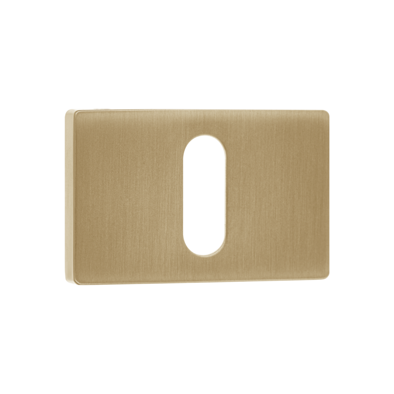 Złota Prostokątna Rozeta na Klucz z Subtelnym Wykończeniem - Idealna do Drzwi Wewnętrznych