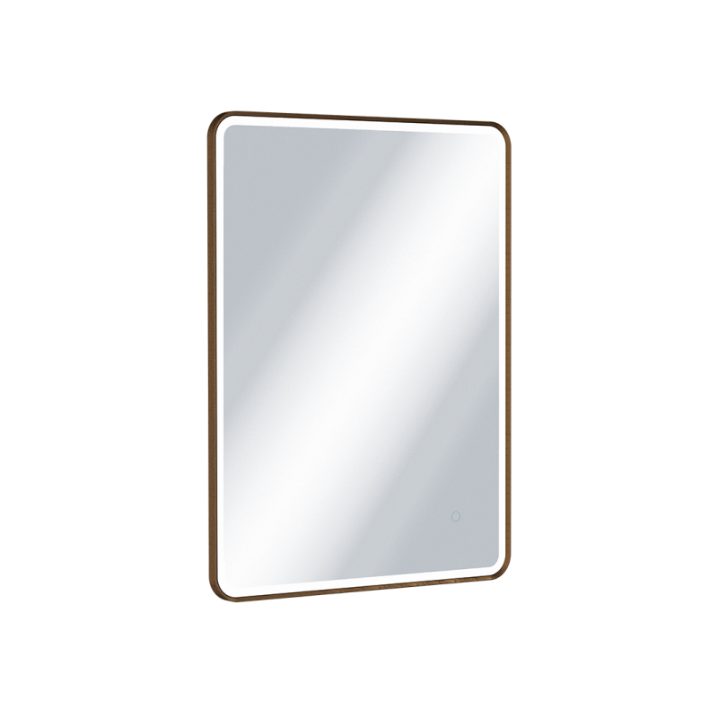 Corido lustro łazienkowe 80x60 cm prostokątne, oświetlenie LED mata grzewcza, miedziany szczotkowany