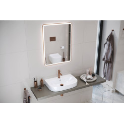 Corido lustro łazienkowe 80x60 cm prostokątne, oświetlenie LED mata grzewcza, miedziany szczotkowany