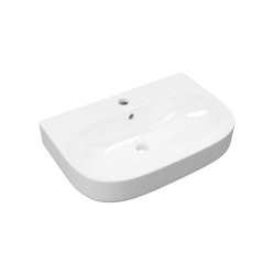 Oceana umywalka wisząca 60x41 cm owalna z otworem na baterię, biały połysk