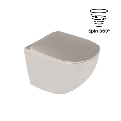Luqa miska WC 48 cm wisząca bezrantowa, z system spłukiwania Spin 360, z deską wolnoopadającą, cappucino mat
