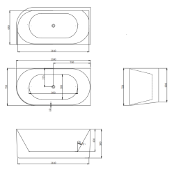 Wanna przyścienna narożna lewa LUMIO 150X75 biała z białym korkiem