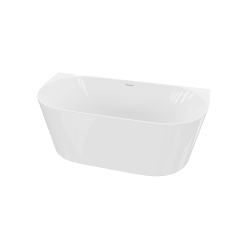 Wanna przyścienna LUMIO 160X75 uniwersalna akrylowa biała z białym korkiem