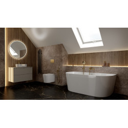 Wanna przyścienna LUMIO 170X75 uniwersalna akrylowa biała z białym korkiem