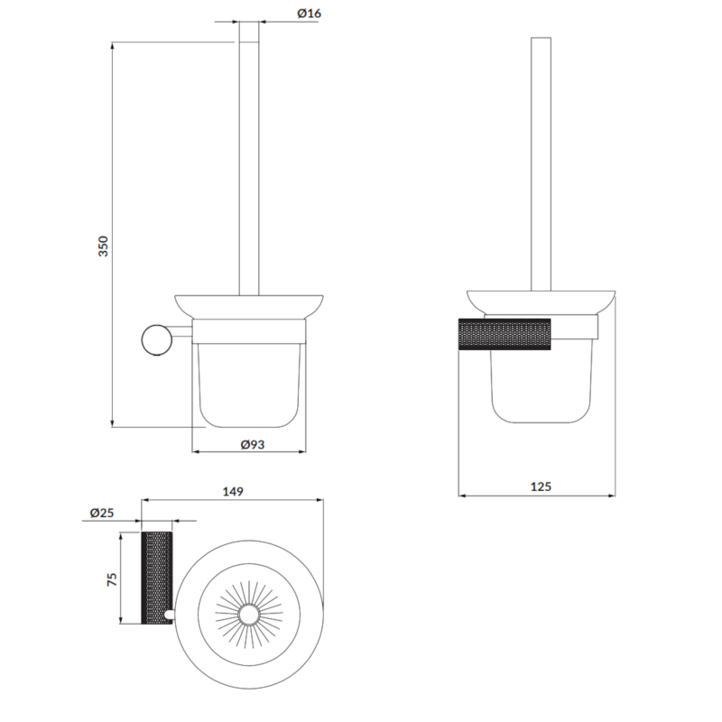 Cersanit Szczotka do WC ścienna czarna