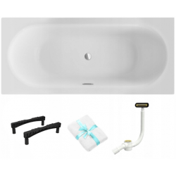 Besco Alcaplast Deluxe 180cm Akrylowa z Złotym Syfonem i Stelażem Slim