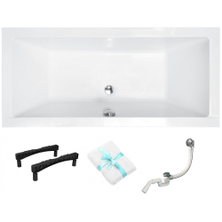 Besco Quadro Slim 180 cm akrylowa z nogami i syfonem, wersja Slim