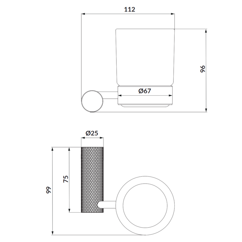 Cersanit Kubek ścienny gun metal