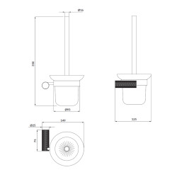 Cersanit Szczotka do WC ścienna gun metal