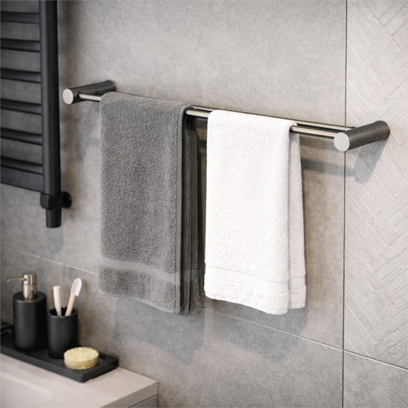 Cersanit Wieszak na ręcznik podwójny gun metal