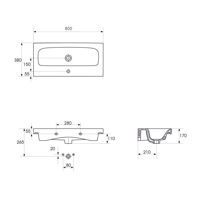 Ceramiczna Umywalka meblowa Moduo Slim 80 cm – Elegancja i Styl w Twojej Łazience!