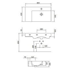 Nowoczesna Umywalka Ceramiczna Inverto 80 cm Lewa - Styl i Wygoda do Twojej Łazienki