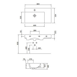 Ceramiczna umywalka Inverto 80 cm prawa - styl i funkcjonalność dla Twojej łazienki