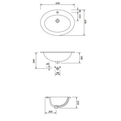 Elegancka Umywalka Gamma 63 cm, Idealna Do Wpuszczenia w Blat