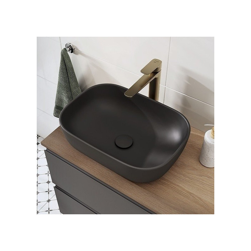 Stylowa Umywalka Nablatowa MODUO 50 Antracyt - Elegancja w Twojej Łazience!