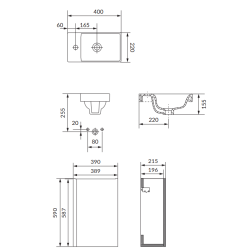 Elegancki zestaw z umywalką MODUO 40 w antracytowym wykończeniu - styl i funkcjonalność!
