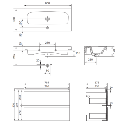 Elegancki Zestaw Szafka z Umywalką MODUO SLIM 80 Antracyt - Styl i Funkcjonalność