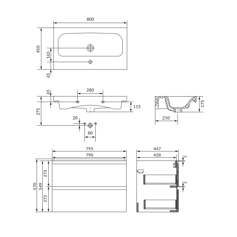 Elegancja i funkcjonalność: Zestaw szafka z umywalką MODUO 80 antracytowy