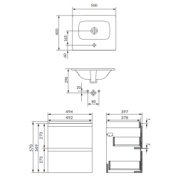 Moduo 50 - Elegancka szafka z umywalką w kolorze antracytowym