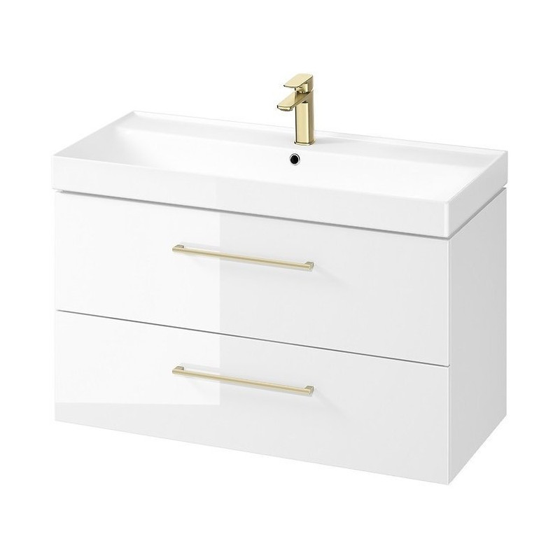 Elegancka Szafka LARGA 100 z Białą Umywalką i Złotymi Uchwytami - Wyrafinowany Styl i Funkcja