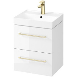 Elegancka Biała Szafka LARGA 50 z Złotym Uchwytam i Umywalką
