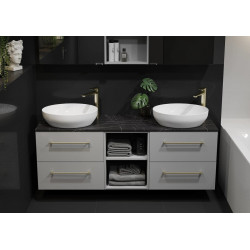 Elegancka Szafka LARGA 60 - Biała Umywalka z Złotym Akcentem