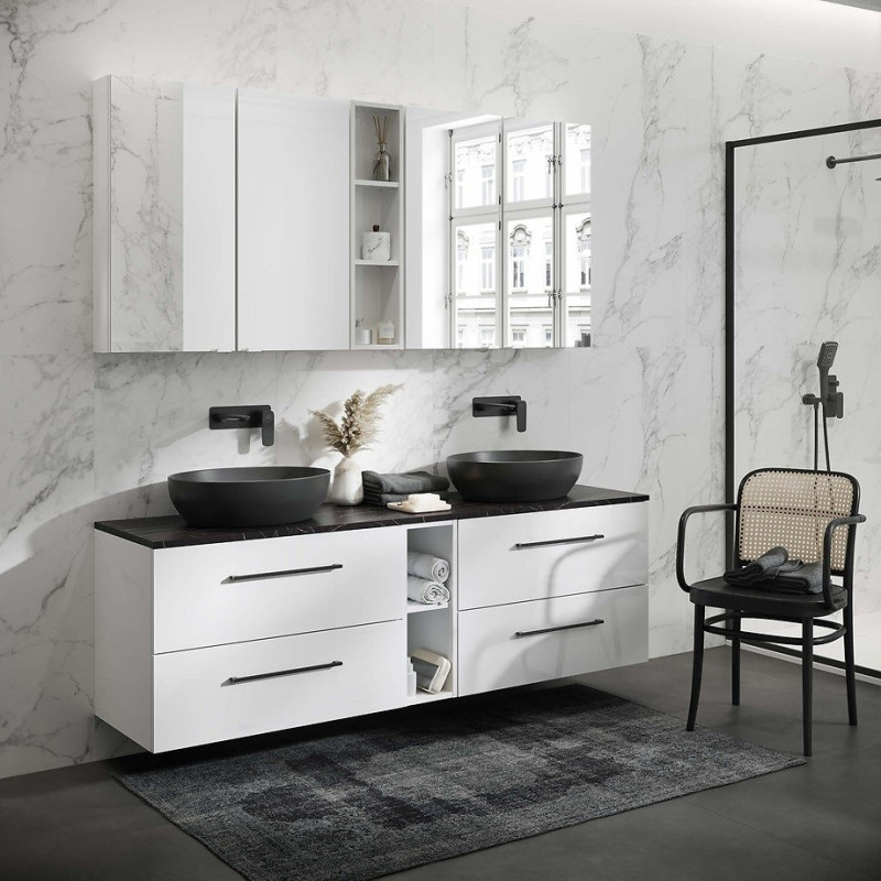 Elegancka Szafka LARGA 60 - Biała Umywalka z Złotym Akcentem