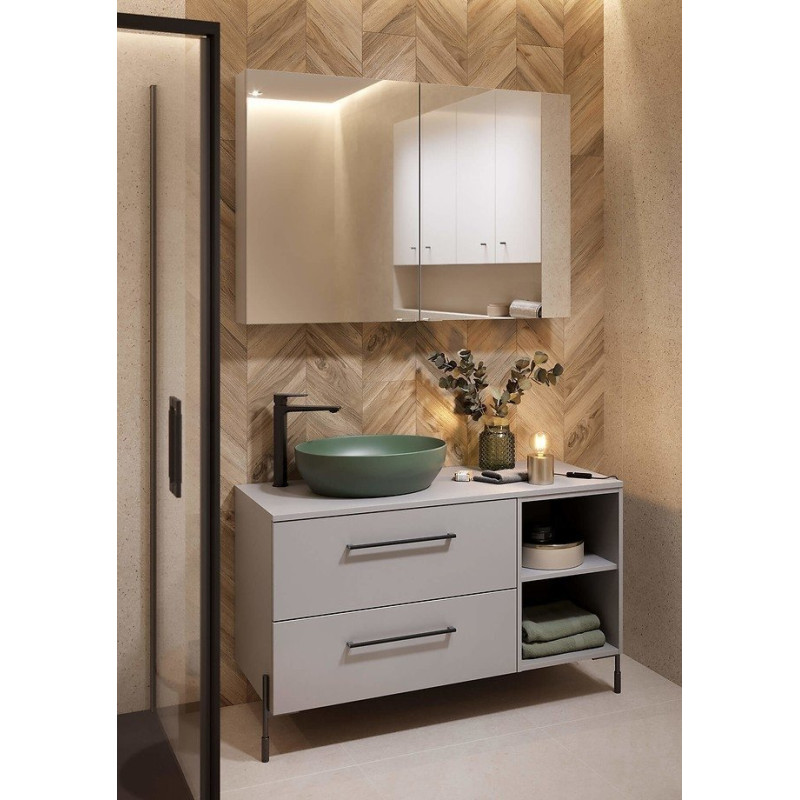 Elegancka Szafka Łazienkowa LARGA 60 z Chromowaną Umywalką