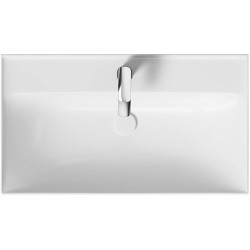 Elegancka Szafka Łazienkowa LARGA 80 z Chromowanymi Uchwytami i Białą Umywalką