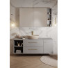 Elegancka szafka z umywalką 80 cm, szara z złotym uchwytem - luksus do Twojej łazienki