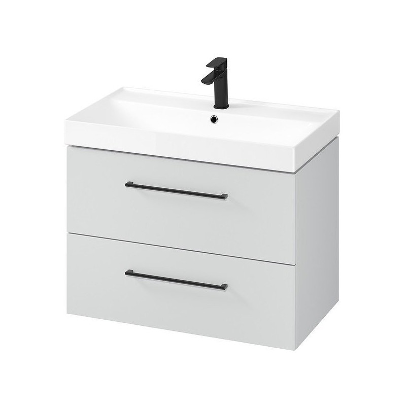 Szafka LARGA 80 z umywalką - Elegancja i styl, uchwyt czarny dla nowoczesnej łazienki