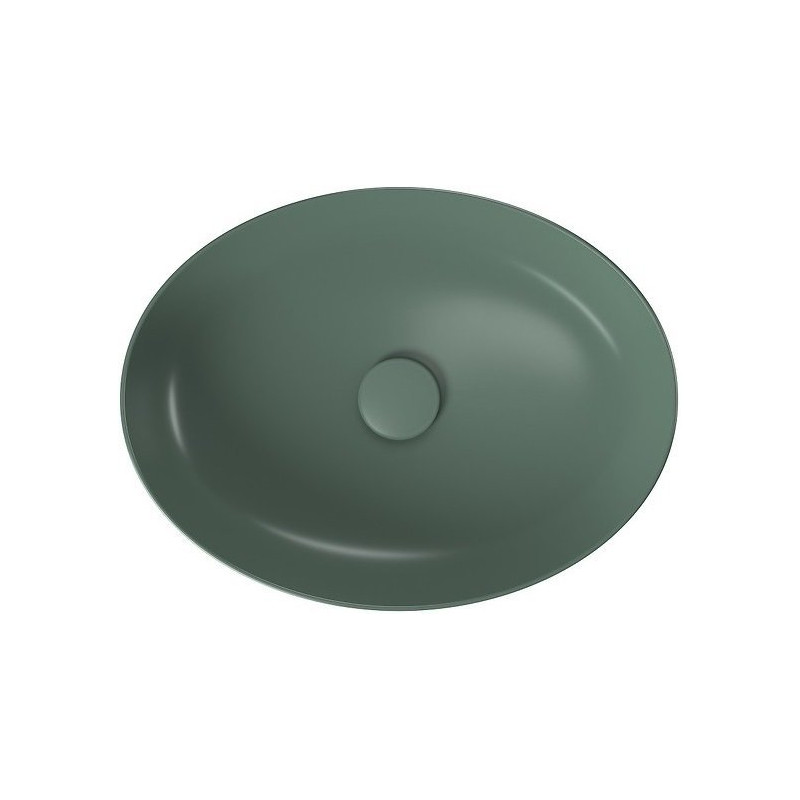 Elegancka Umywalka Nablatowa Larga Elipsa 50x38 cm w Zielonym Macie