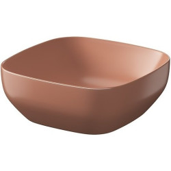 Elegancka umywalka nablatowa Larga 38x38 cm, ceglasty mat z korkiem