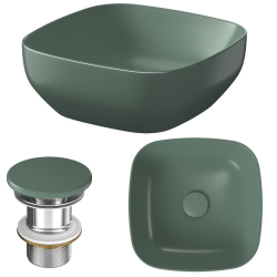 Stylowa Zielona Umywalka Nablatowa Larga 38x38 cm - Elegancja i Nowoczesny Design
