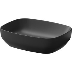 Stylowa umywalka nablatowa Larga 50x38 cm, antracyt mat, z korkiem - designerska ceramika do łazienki