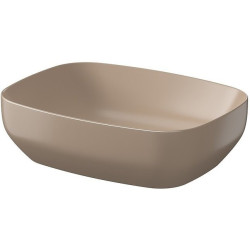 Ekskluzywna Umywalka Ceramiczna Larga 50x38 Brązowy Mat z Eleganckim Korkiem