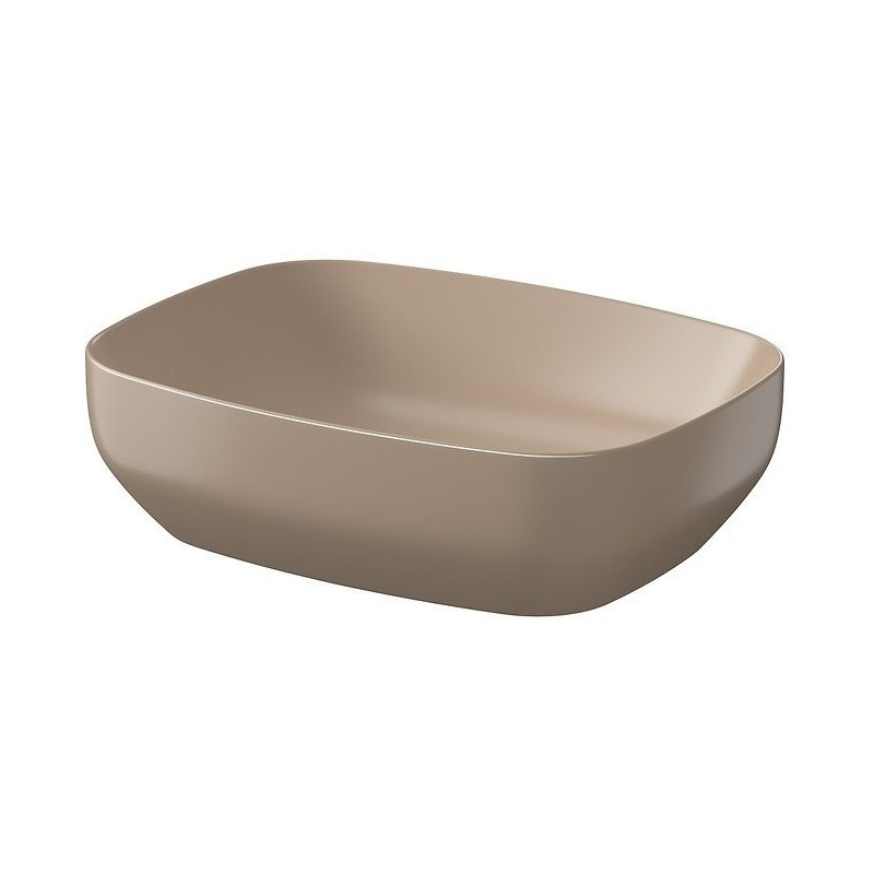 Ekskluzywna Umywalka Ceramiczna Larga 50x38 Brązowy Mat z Eleganckim Korkiem