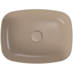 Ekskluzywna Umywalka Ceramiczna Larga 50x38 Brązowy Mat z Eleganckim Korkiem