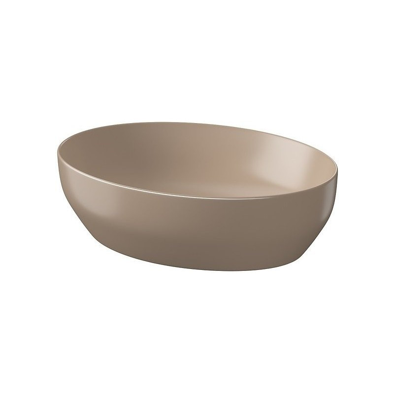 Zjawiskowa umywalka nablatowa Larga Elipsa, brązowy mat 50x38 cm