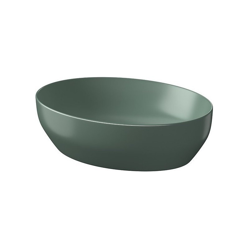Elegancka umywalka Larga elipsa 50x38 cm w zielonym macie + darmowy korek