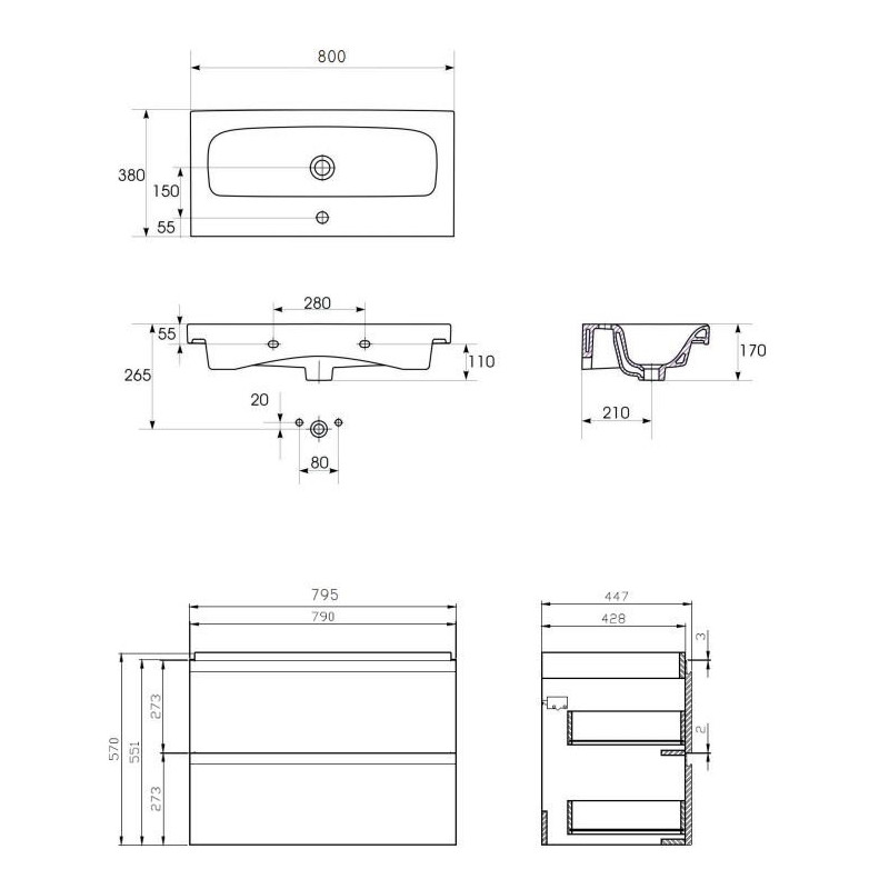 Elegancka szafka łazienkowa MODUO 80 z umywalką – biała perfekcja dla Twojej przestrzeni!