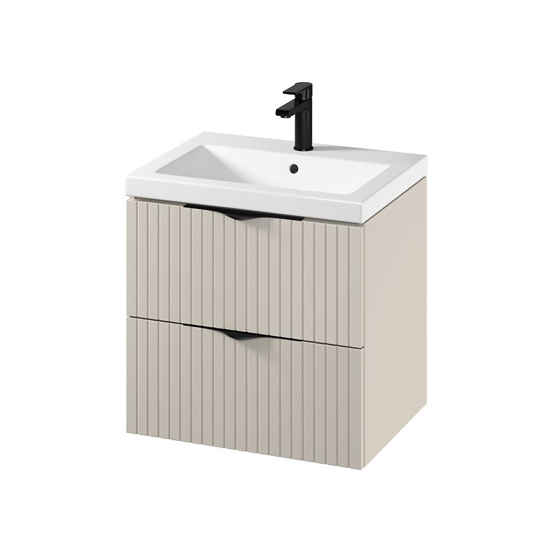 Elegancka Szafka Wisząca z Umywalką Cersanit Tirso 60cm, Kaszmir Matowy