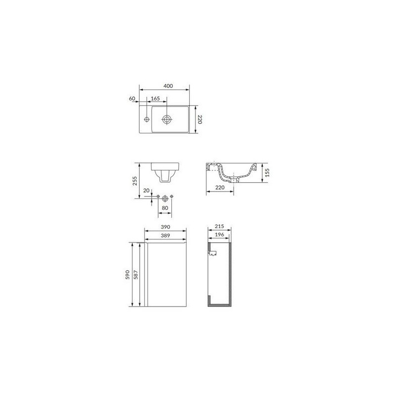 Zestaw Cersanit Moduo 40cm - szafka wisząca z umywalką kaszmir mat