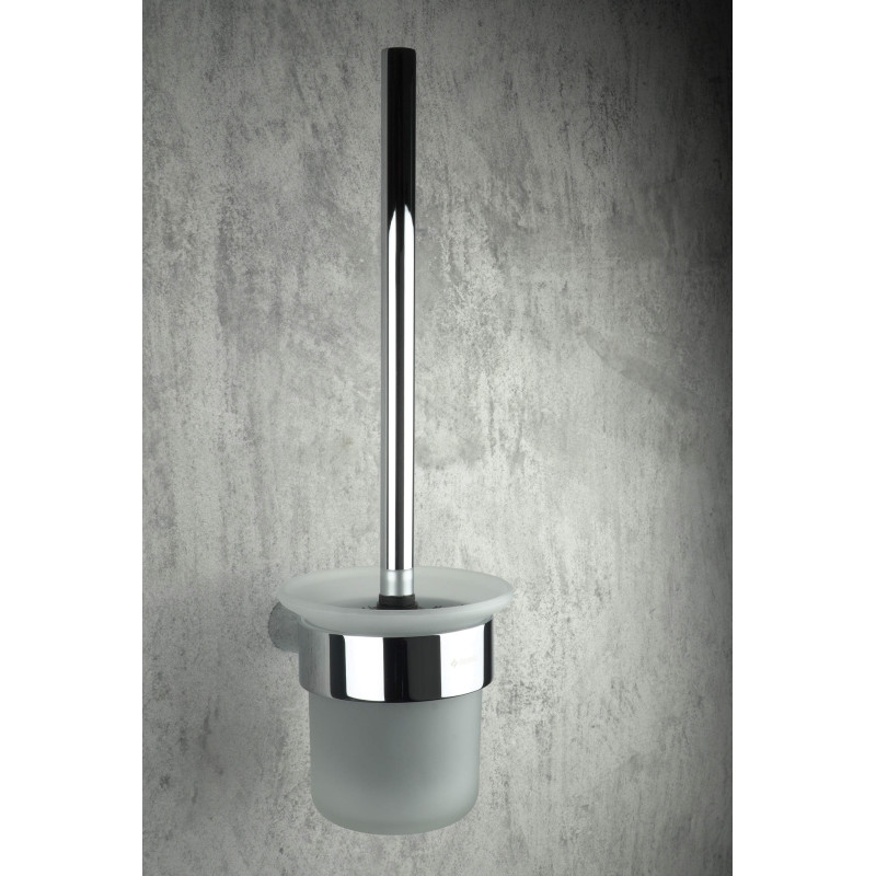 Elegancka Wisząca Szczotka WC z Chromowanym Wykończeniem - Szkło i Stal Nierdzewna