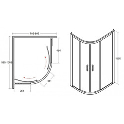 Kabina prysznicowa asymetryczna Modern 185 100x80 cm transparentna